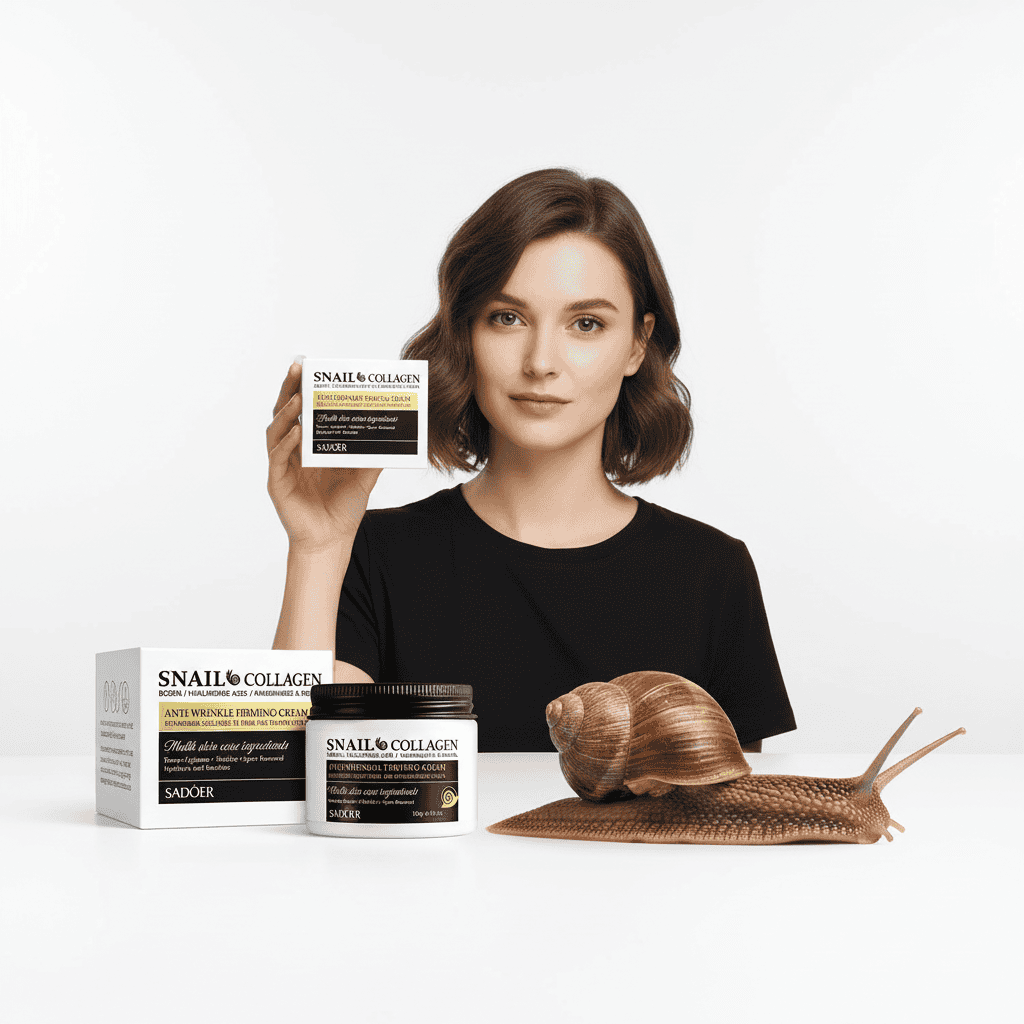 Cremă anti rid cu colagen de melc SADOER, 120 g 3 Crema anti-îmbătrânire cu colagen și alge, pentru un ten întinerit și luminos.