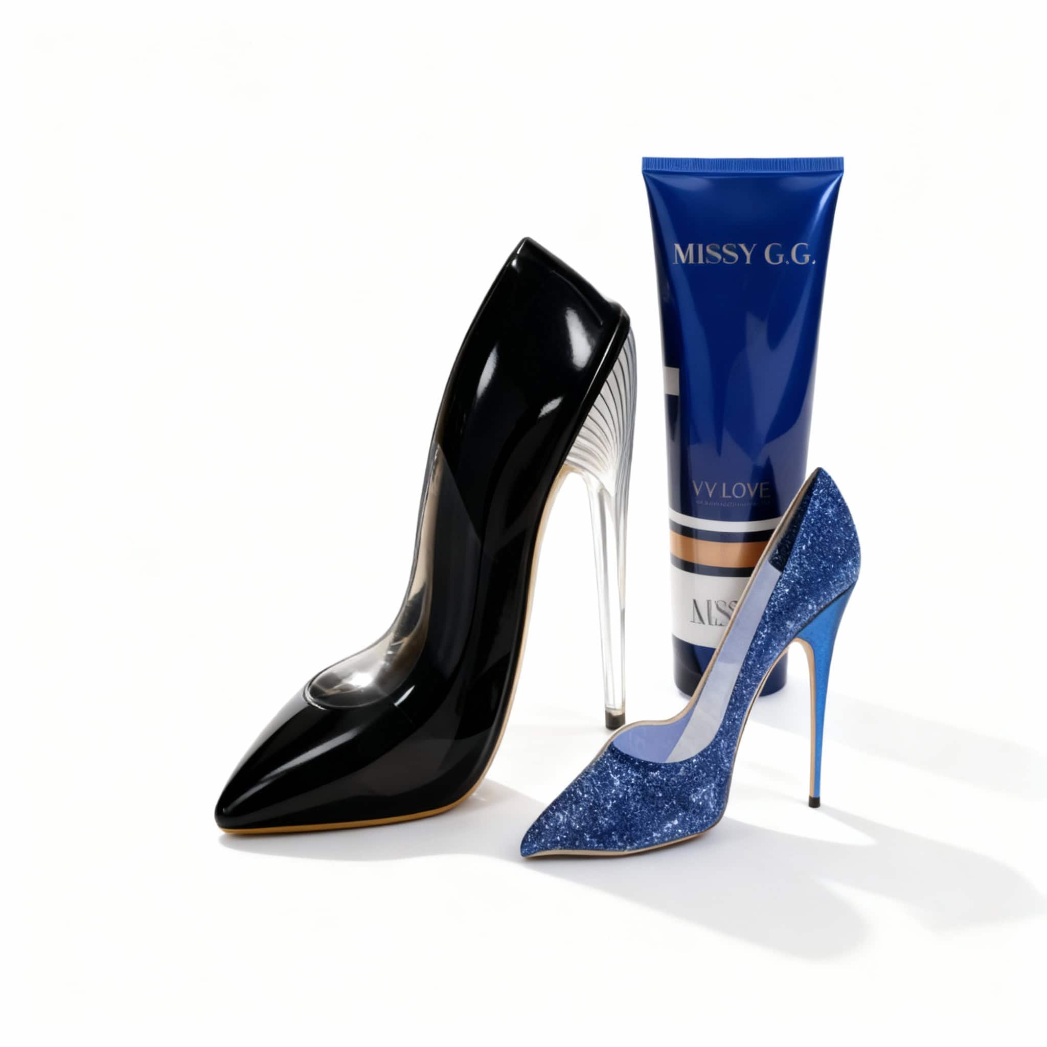 Setul Lux Missy GG Blue 1 Pantofi cu toc înalt și produse cosmetice de lux, perfect pentru look-uri sofisticate și elegante.