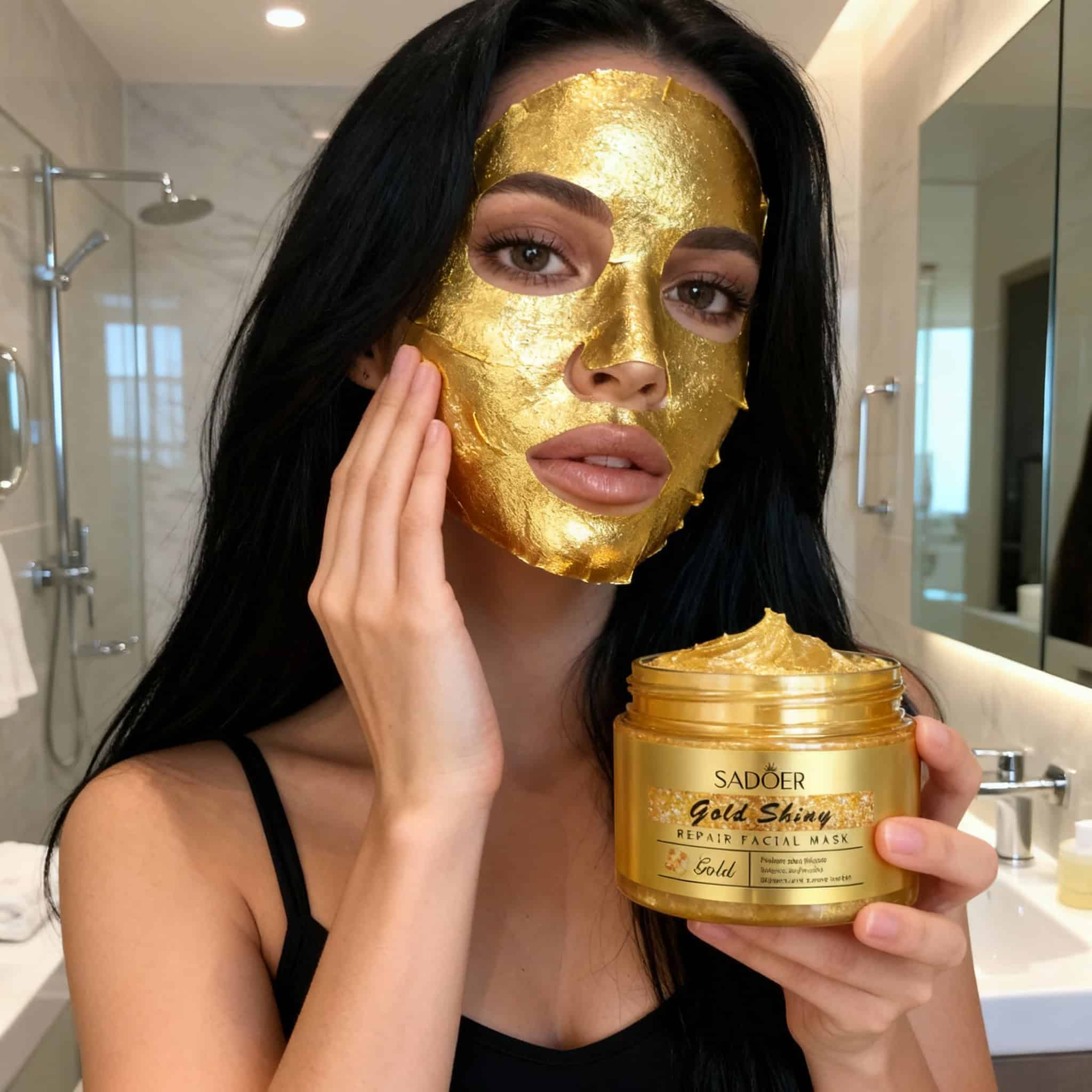 Gold Facial Repair, 120 g 2 Față cu mască facială de aur pentru regenerare și strălucire a pielii.