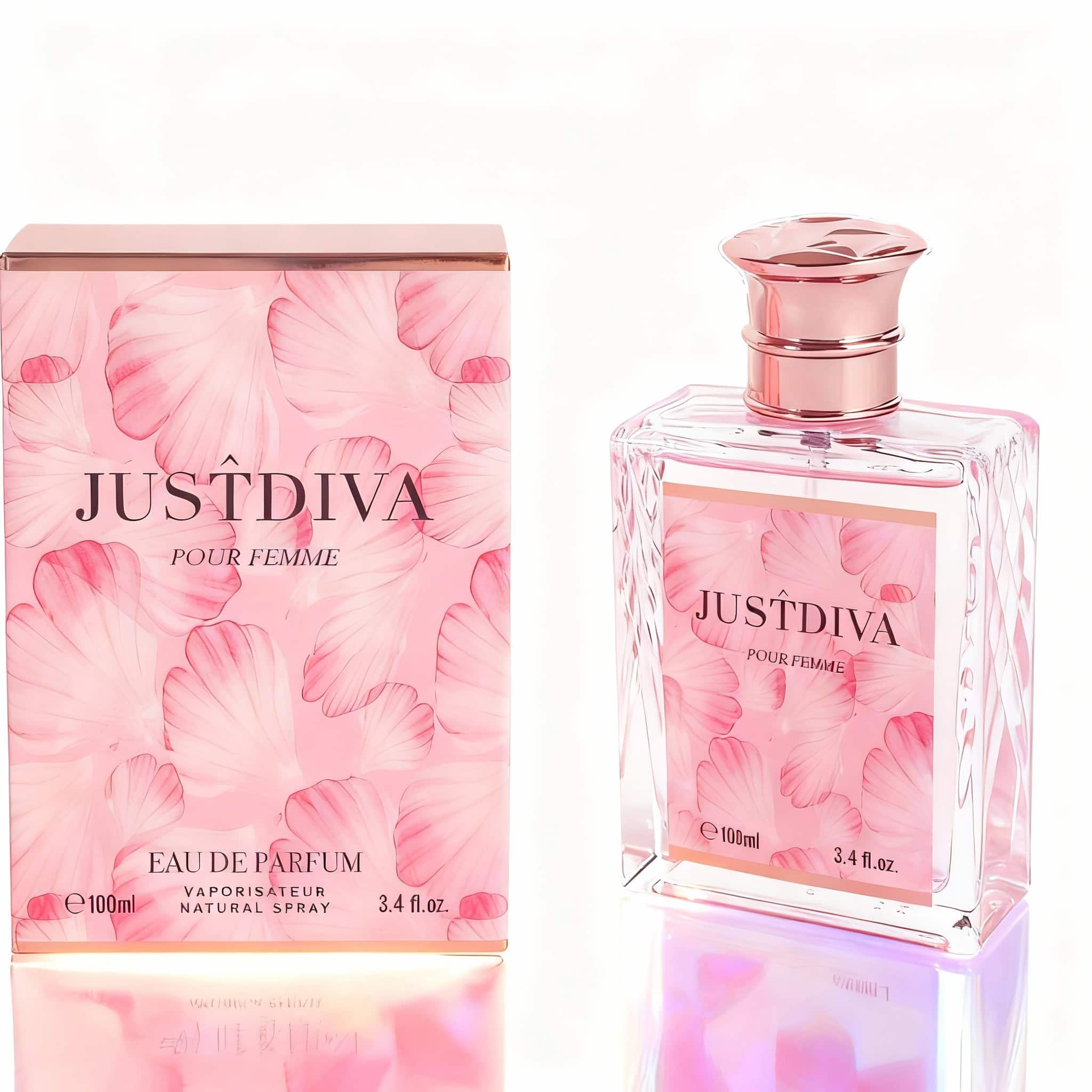 Just Diva, Parfumul Eleganței Feminine, 100 ml 1 Parfum JustDiva, esență florală roz, potrivit pentru femei, 100 ml.