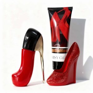 Pantofi de damă roșii cu toc înalt și accesorii de lux pentru stil sofisticat.