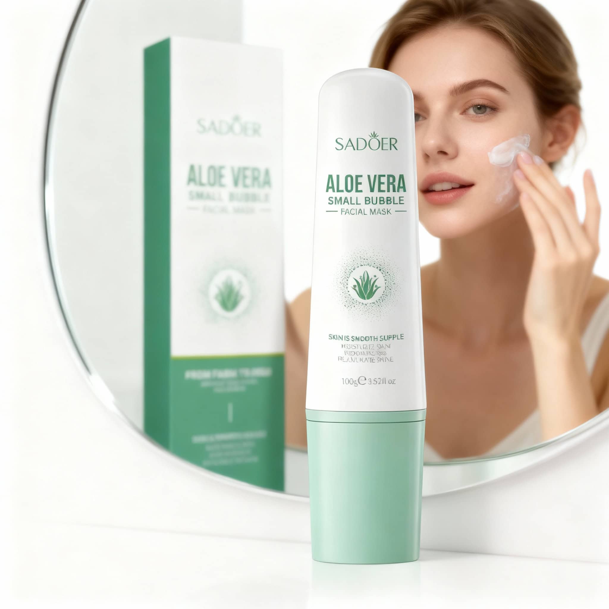 Sadoer Aloe Vera Bubble Facial Mask, 100 g 3 Produck cosmetic Saloira pentru piele, cu extract de Aloe Vera pentru hidratare intensă.