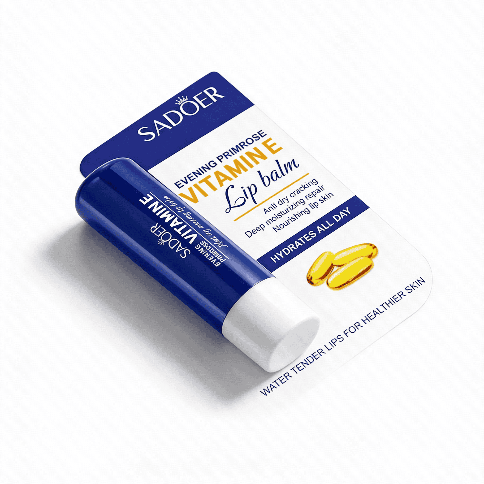Balsam cu Vitamina E, Pentru Buze 4 Balsam labial cu vitamine pentru hidratare și reparare profundă. Ideal pentru buze deshidratate și crăpate.