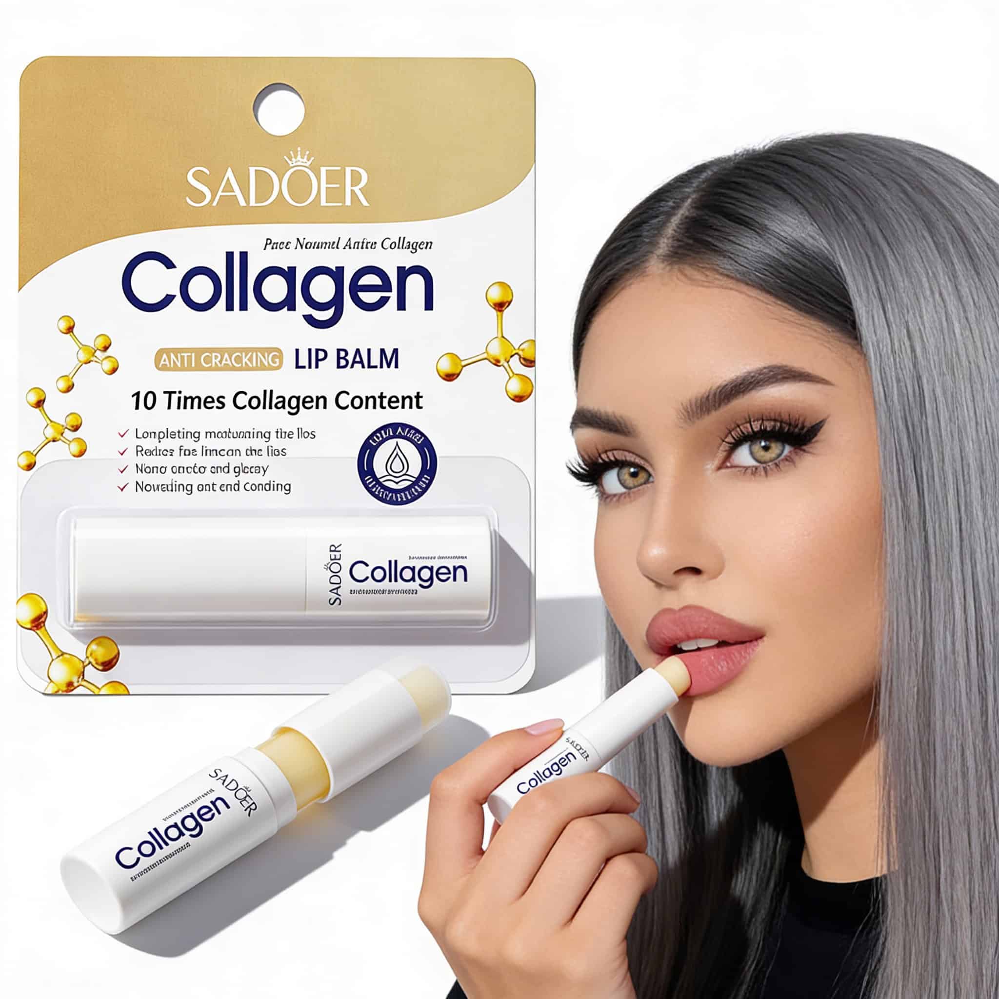 Balsam Cu Colagen Pentru Buze 2 Lipi hidratare pentru buze cu colagen.