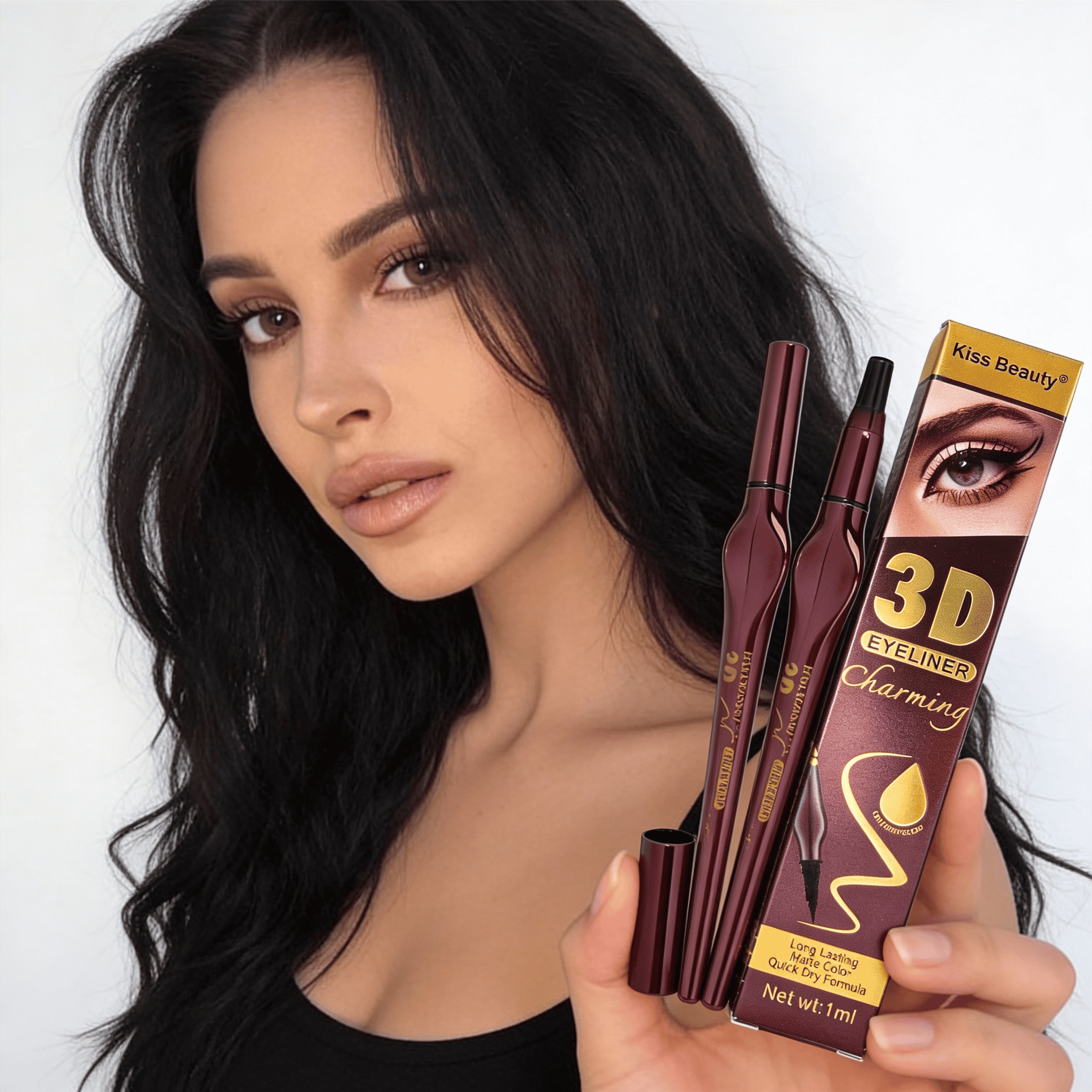 Eyeliner 3D, WATERPROOF 4 Alt text: Ruj chibel 3D pentru ochi, cu formulă rapidă și durabilă, disponibil în culoare bordo.