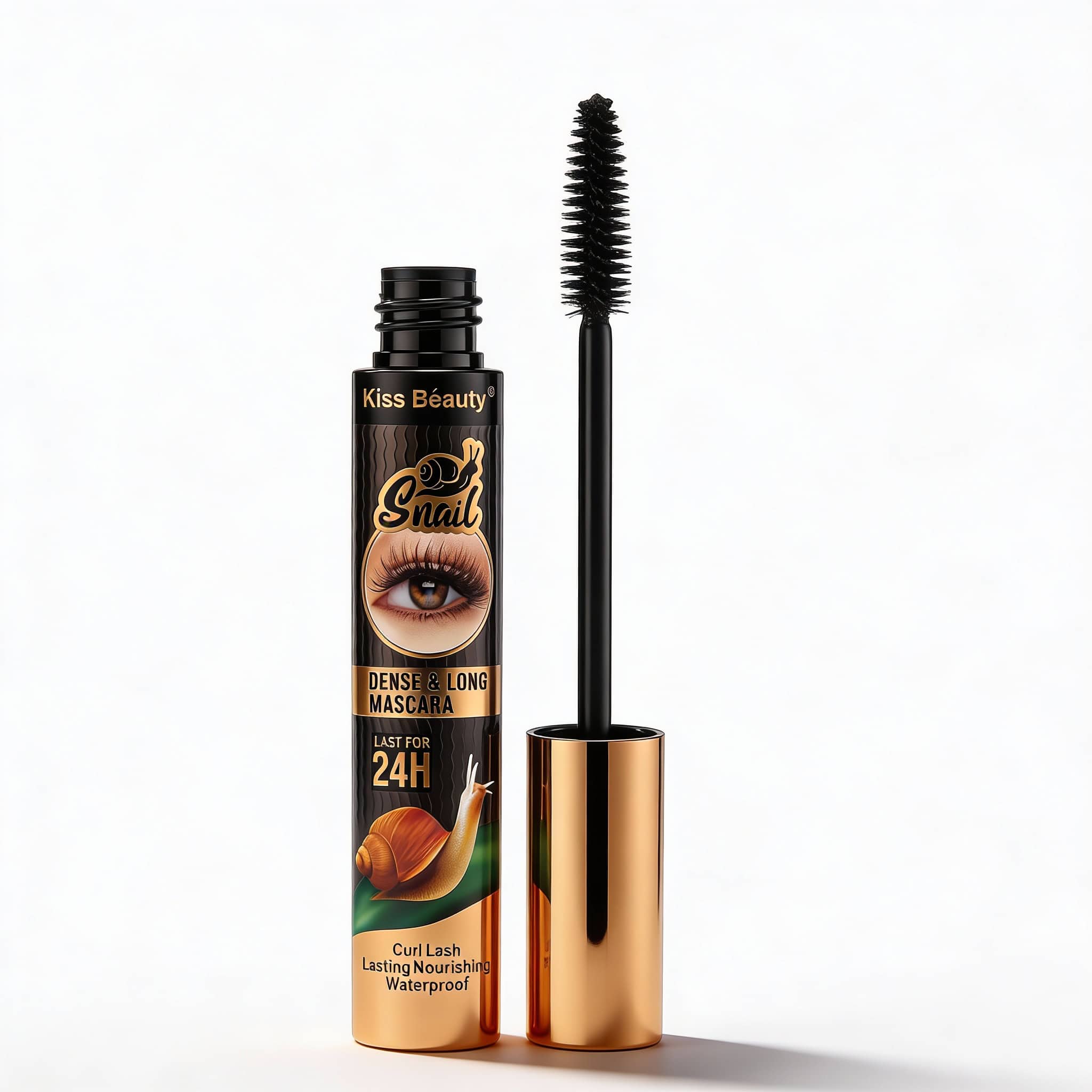 Kiss Beauty Mascara, Rezistență Totală 24h 1 Mascara Waterproof pentru gene lungi, voluminoase și rezistente, ideală pentru machiaj de zi cu zi.