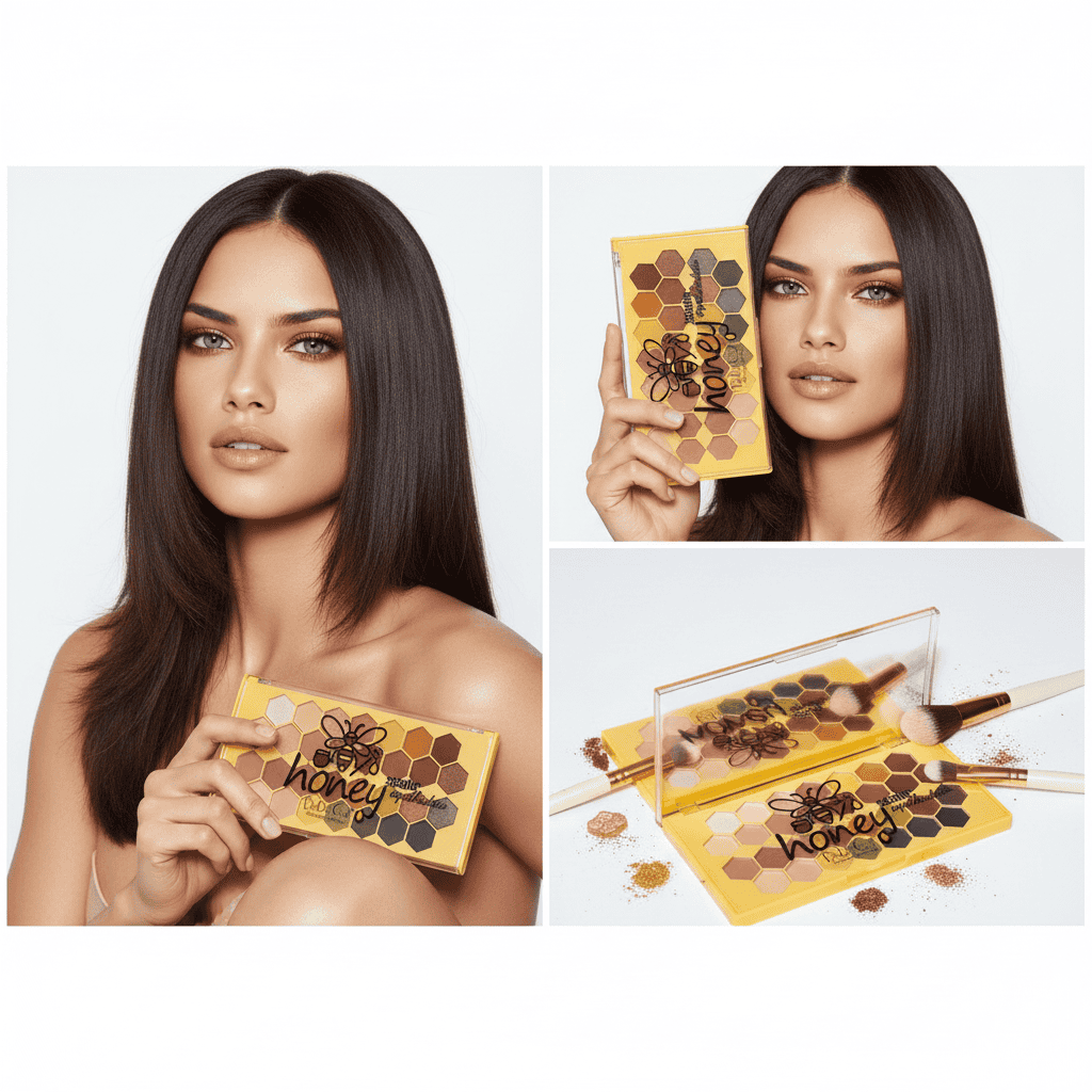 Paleta Pleoape Honey, 26 nuante 2 Paletă de farduri cu nuanțe naturale, ideală pentru machiaj elegant și discret.