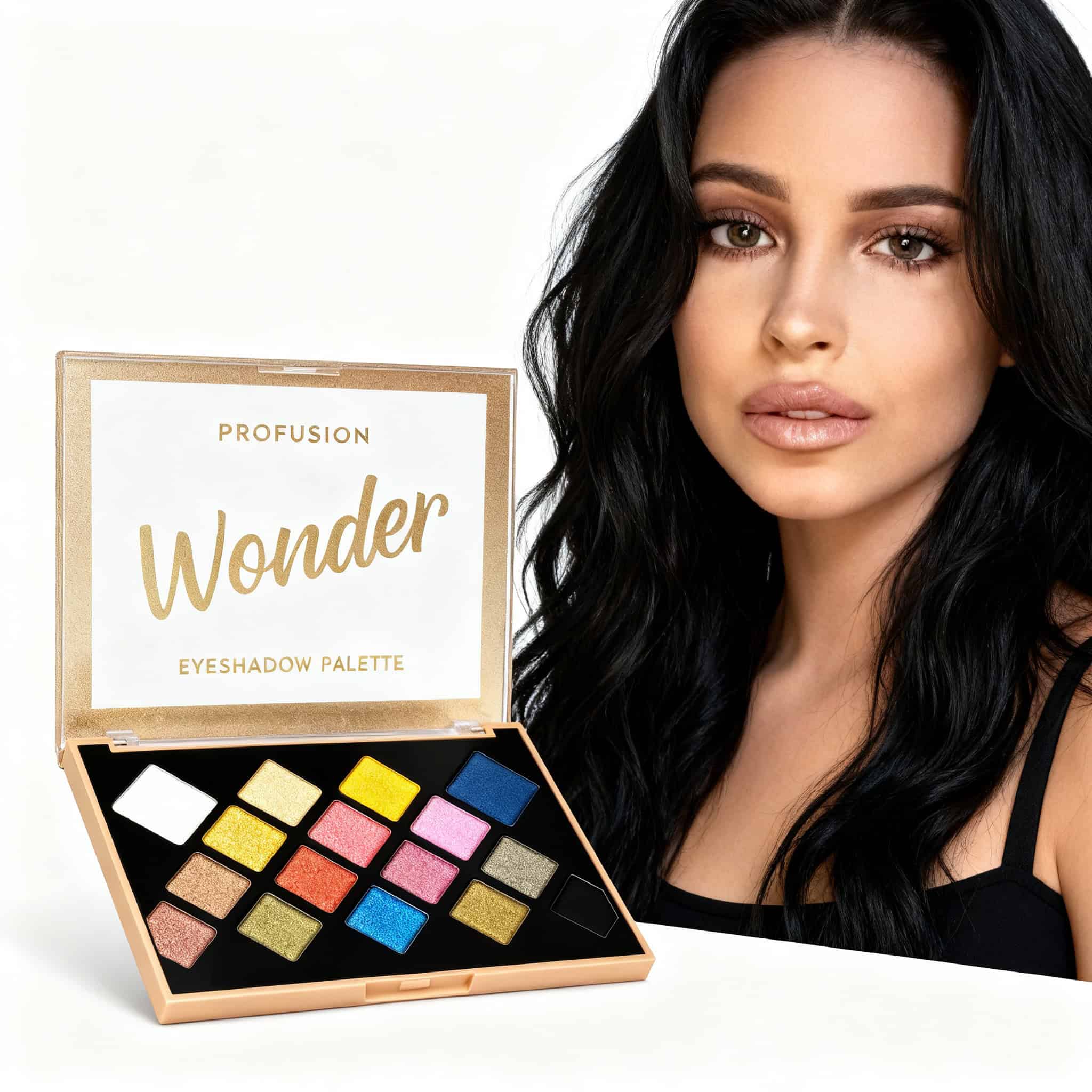 Paleta Wonder, Eleganță în Fiecare Nuantă 3 Paletă de farduri colorate pentru machiaj ochi, cu nuanțe vibrante și nuanțe de glitter.
