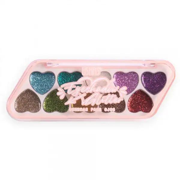 Paleta Ushas De Machiaj Cu Sclipici 2 Paletă de farduri glitter pentru ochi, nuanțe vibrante și strălucitoare, perfectă pentru machiaj creativ.