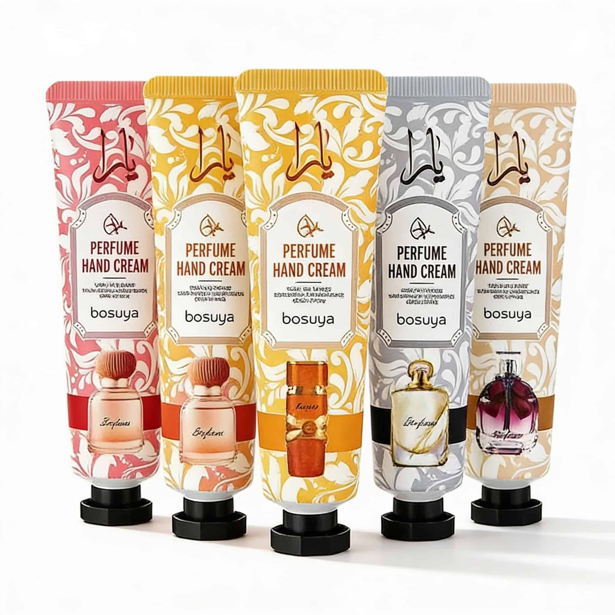 Set crema de mâini, 5 bucati 3 Creme de mâini cu parfum floral și fructat pentru hidratare zilnică și un aspect îngrijit.