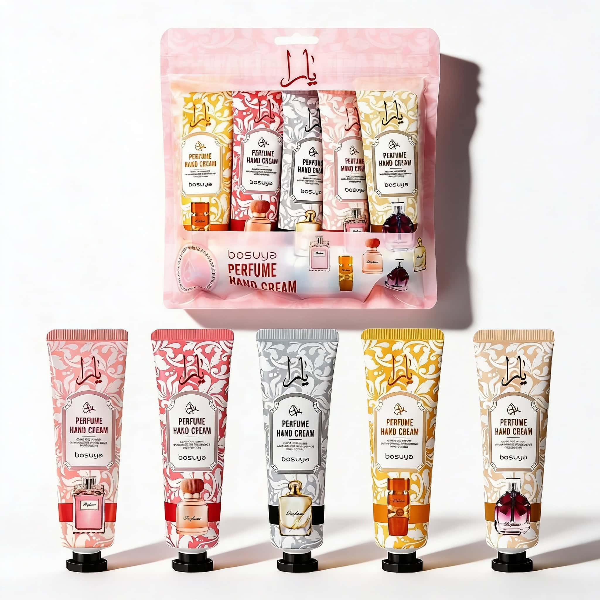 Set crema de mâini, 5 bucati 4 Alege hand cream-uri parfumate pentru o piele catifelată și aromată, perfectă pentru orice ocazie.