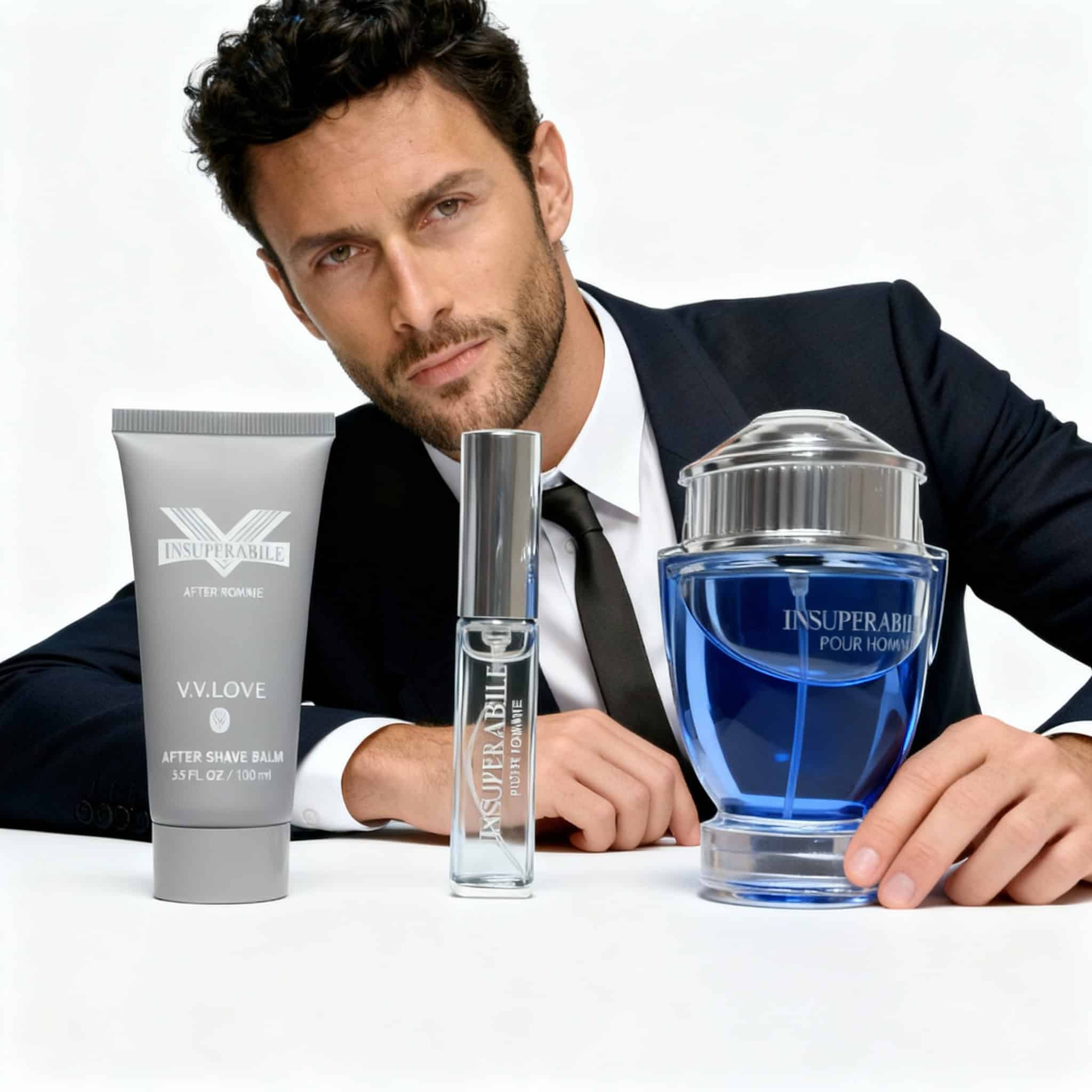 Set Elegance V.V.LOVE, Parfum și Aftershave 3 Produs de îngrijire pentru bărbați, cremă, parfum și after shave pentru o îngrijire completă și sofisticată.