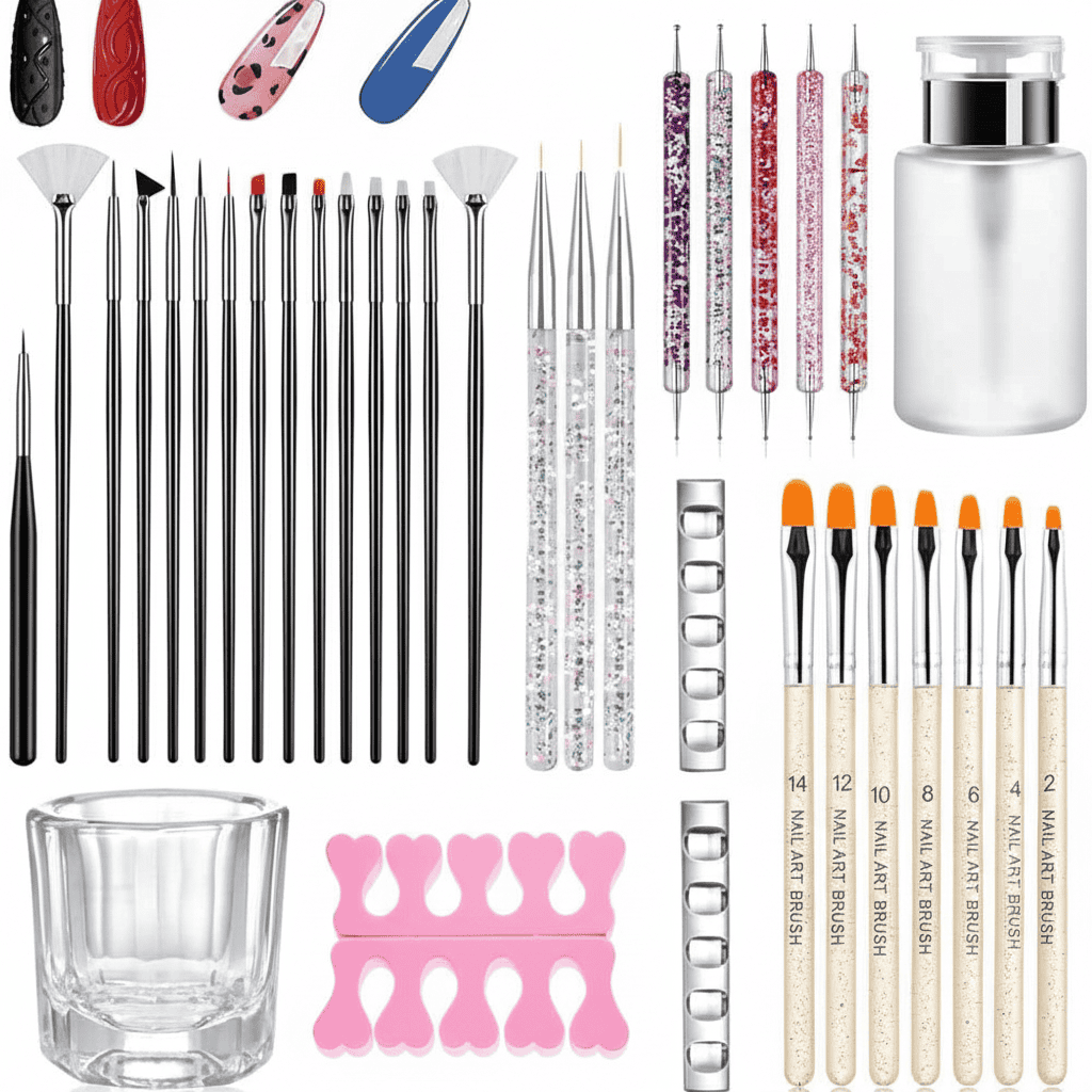 Set Complet De Pensule Unghii 3 Aparate pentru manichiură și unghii artificiale, pensule cosmice, lichid de șlefuire și accesorii beauty.