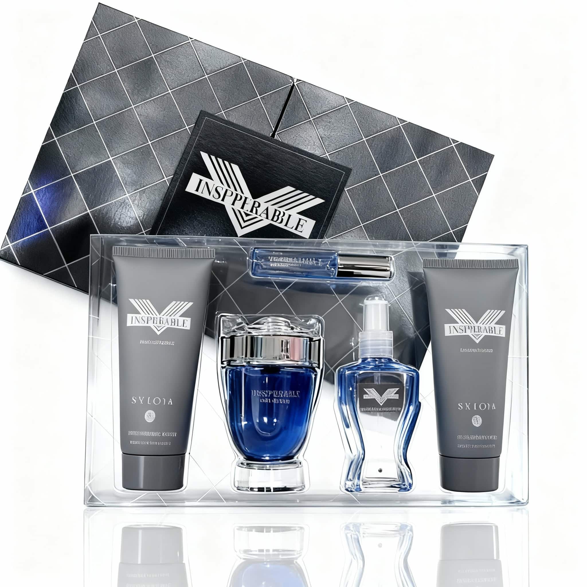 Set Premium, Parfum Masculin Homme V.V.Love 3 Îngrijire completă pentru ten și parfum de calitate superioară, într-un set elegant de la Seloria.
