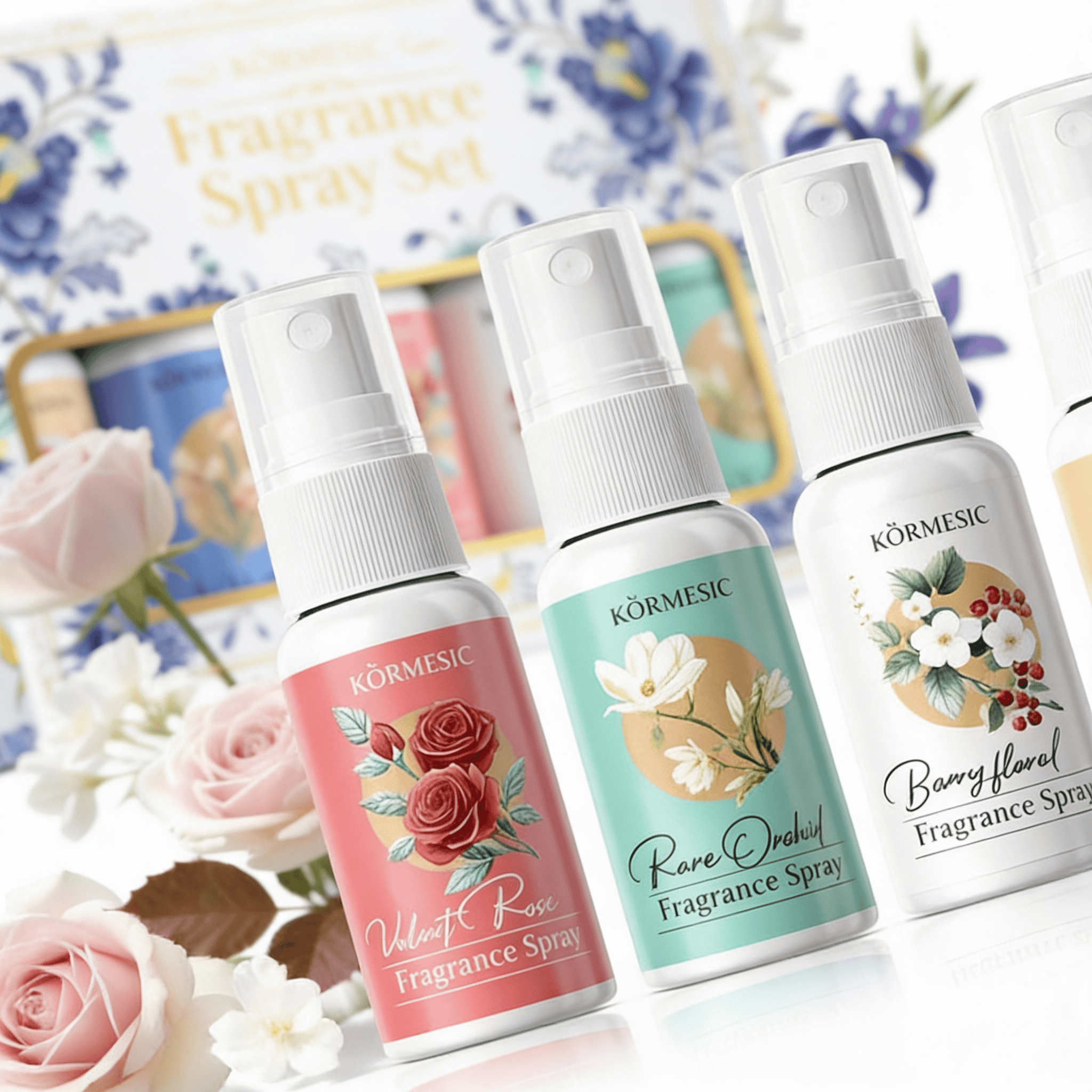 Set de parfum floral romantic cu spray de corp 2 Parfum spray floral cu ingrediente naturale, potrivit pentru uz zilnic, de la Seloria.
