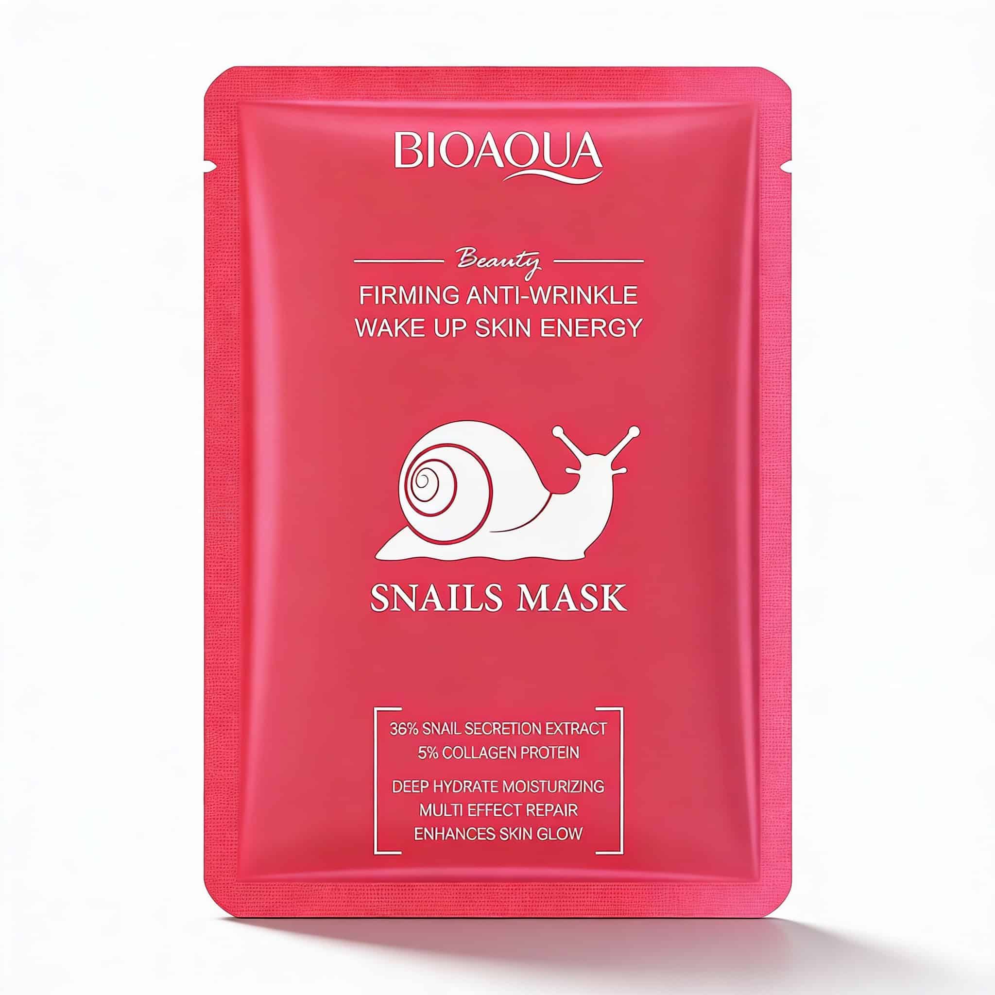 Masca Fata Bioaqua cu Extract de Melc 4 Descrierea alt text: Masca pentru ten cu extract de melc, anti-rid și revitalizant, pentru piele fermă.