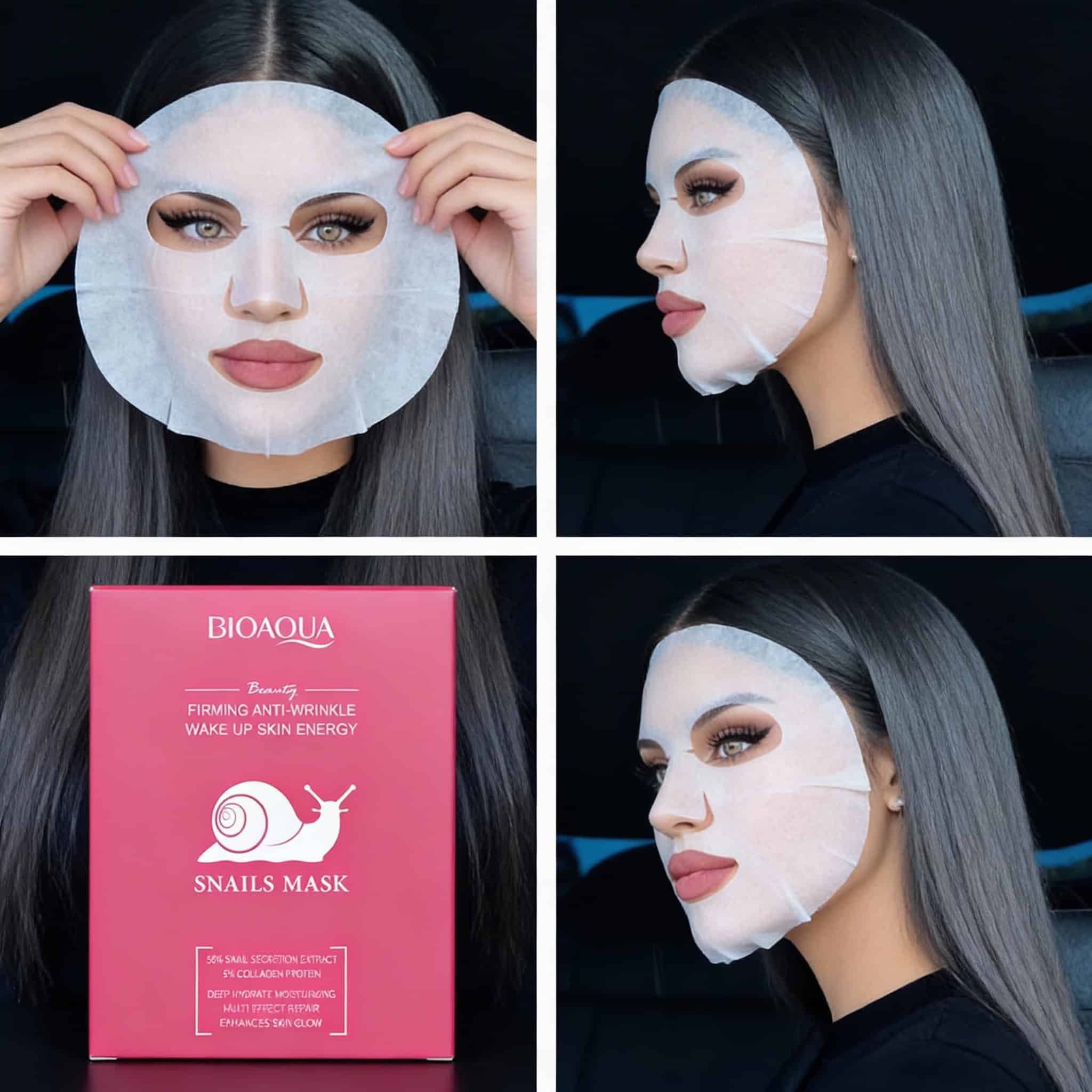 Masca Fata Bioaqua cu Extract de Melc 2 Tratament facial cu mască de melc pentru reduce ridurile și hidratare.