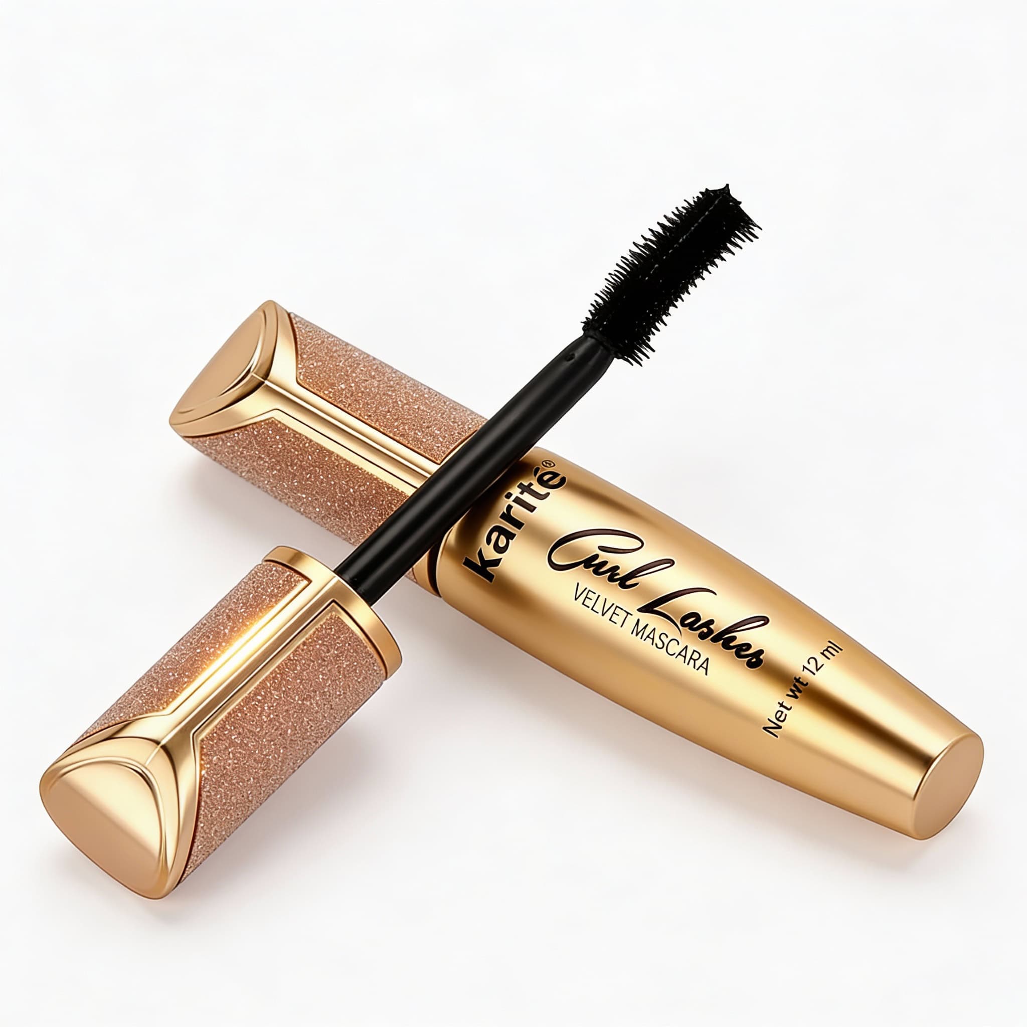 Mascara cu Efect de Curbare a Genelor 2 Mascara gene Karaite cu pensulă neagră, pentru volum și definiție spectaculoasă.