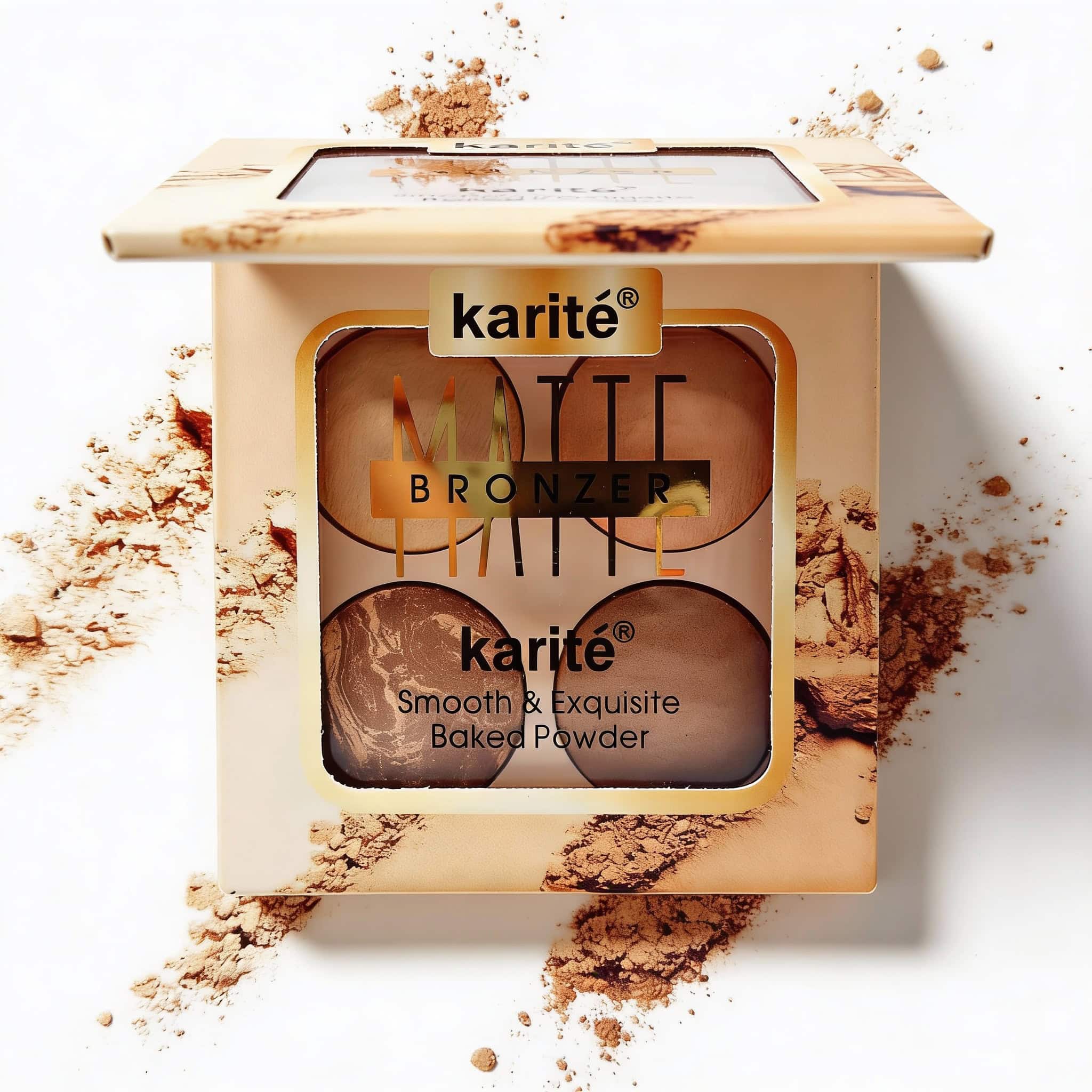 Paleta Contur Cu Textura Mata, 4 Nuante 2 Paleta de pudre bronzante Karité pentru un look radiant și natural, cu nuanțe calde și matifiante.