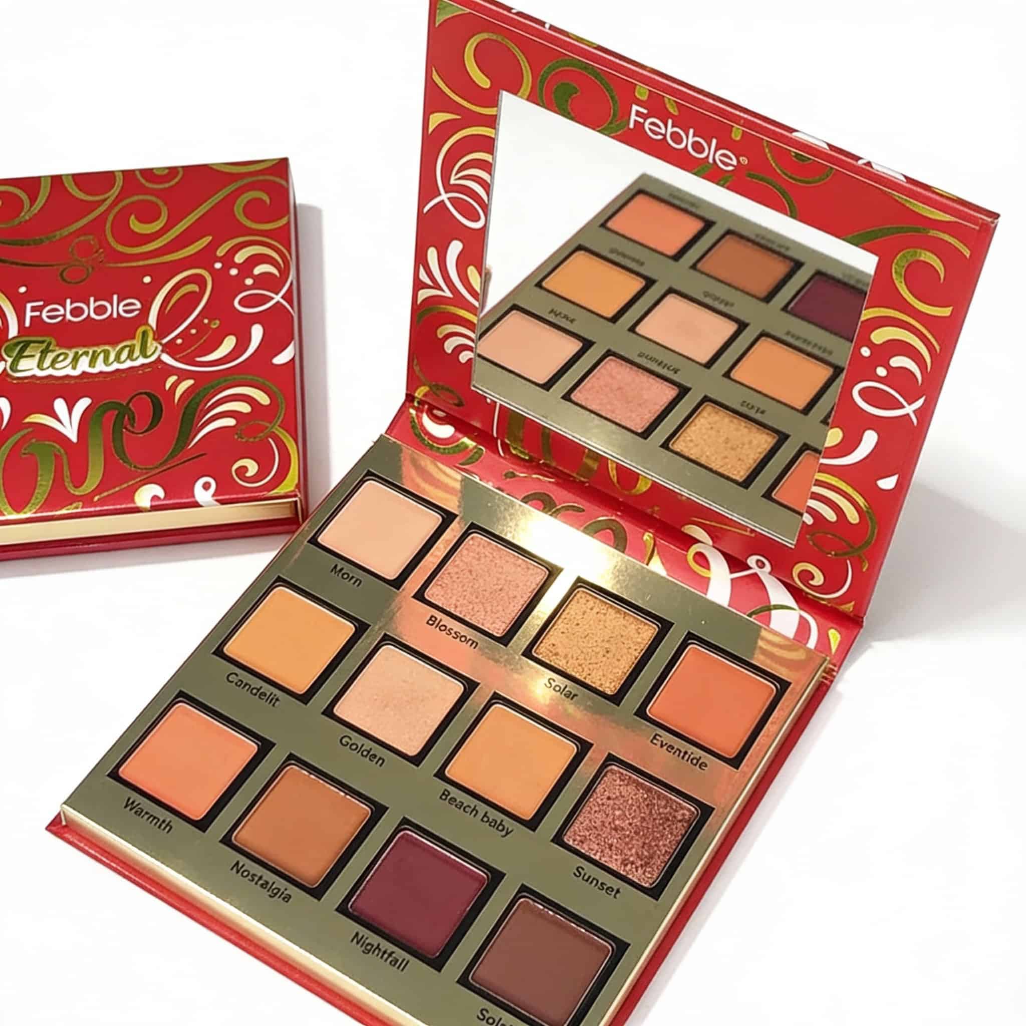 Paleta Nude De Machiaj, Febble 2 Paleta Febble Eternal pentru un look natural și elegant, culori calde pentru față și ochi.
