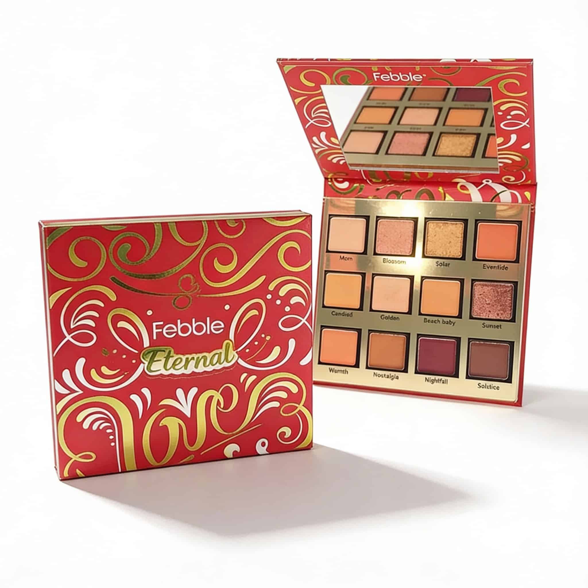 Paleta Nude De Machiaj, Febble 4 Paletă de machiaj ochi, culori intense și variate, ideală pentru look-uri de zi și seară.