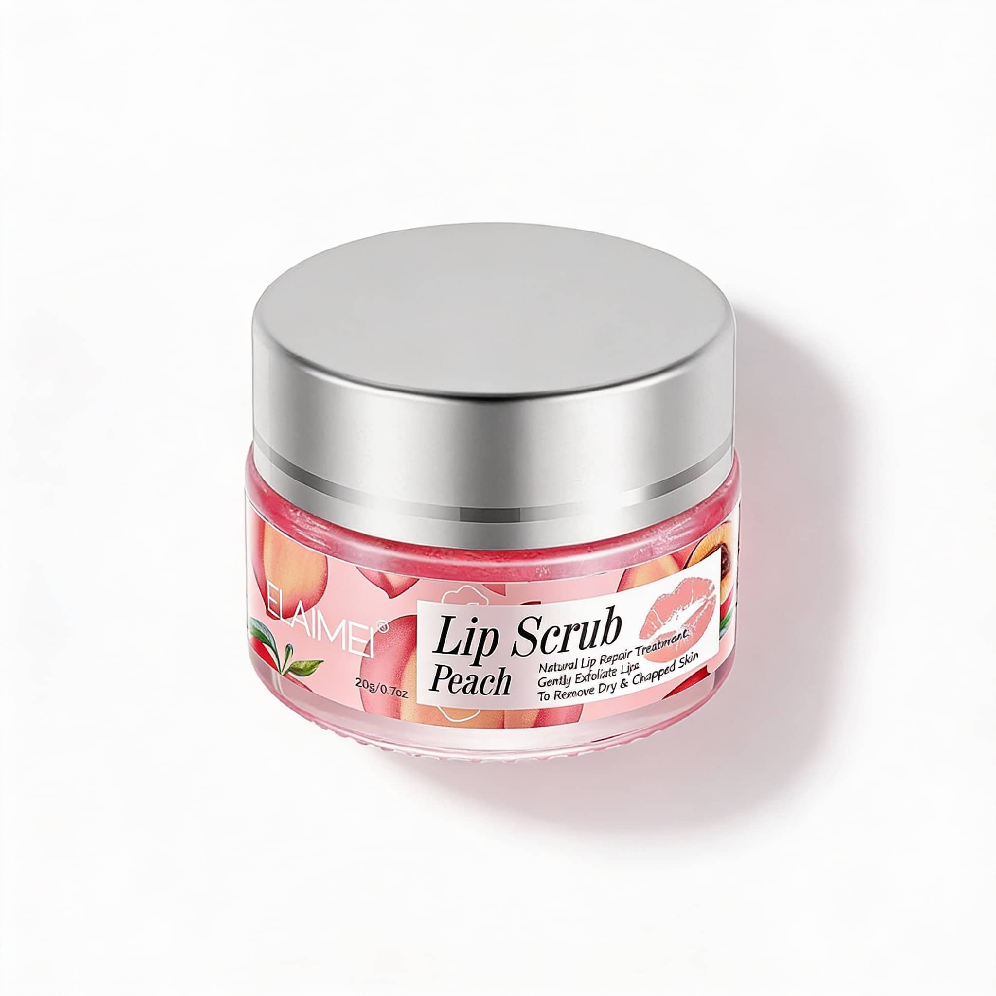 Scrub Buze cu Piersici pentru Exfoliere Delicata, 20 g 4 Balsam de buze cu piersică, pentru exfoliere ușoară, hidratare și refacere a buzelor uscate.