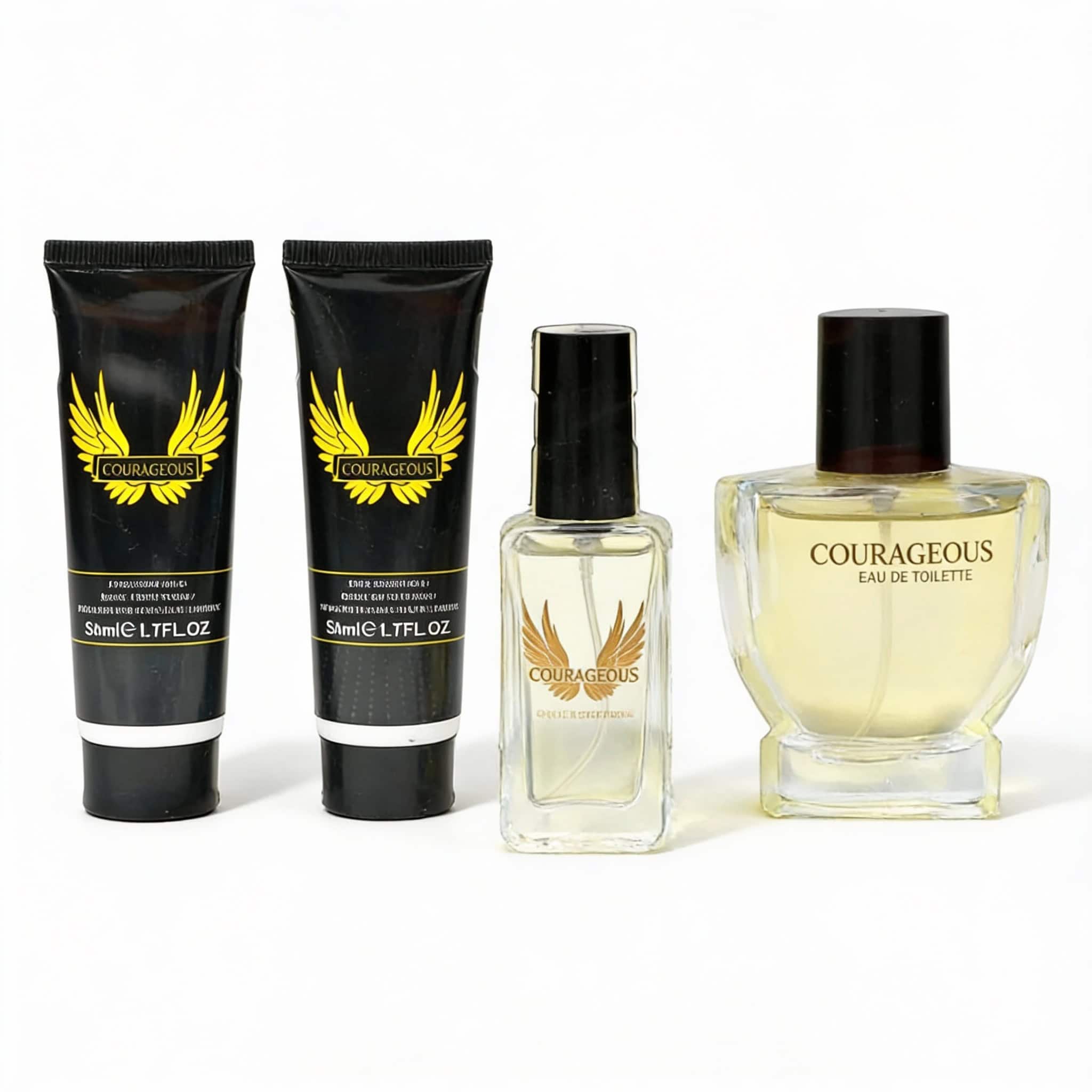 Set Cadou Courageous Pentru Barbati 1 Parfum de damă Courageous și produse cosmetice de lux pentru frumusețe și stil de viață elegant.