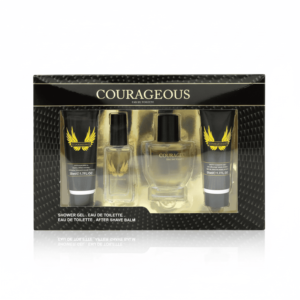 Set Cadou Courageous Pentru Barbati 4 Set parfum și gel duș.