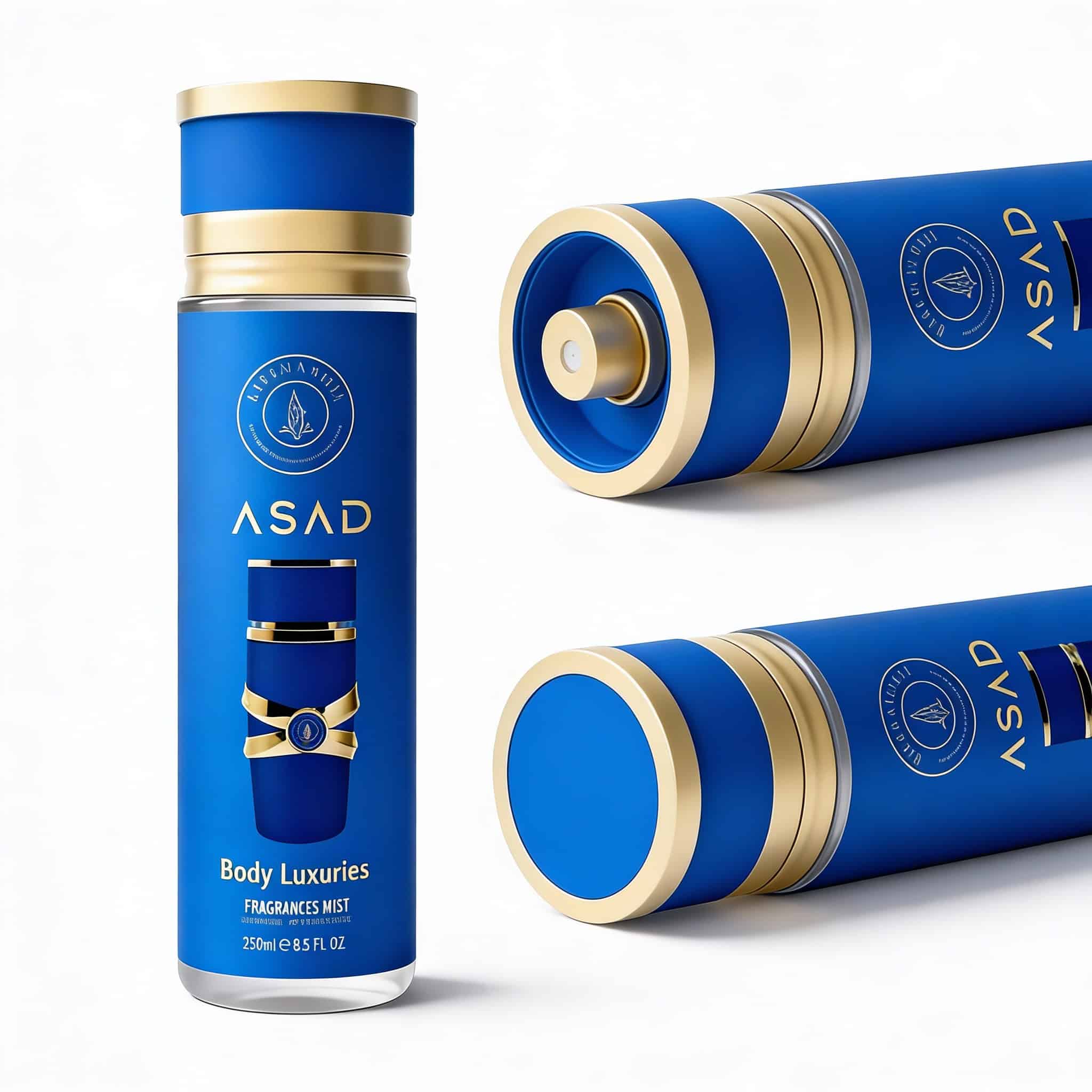 Spray Asad Light Blue De Corp, 250 ml 3 Spray corporal de lux cu parfumuri îmbietoare pentru răsfăț total.