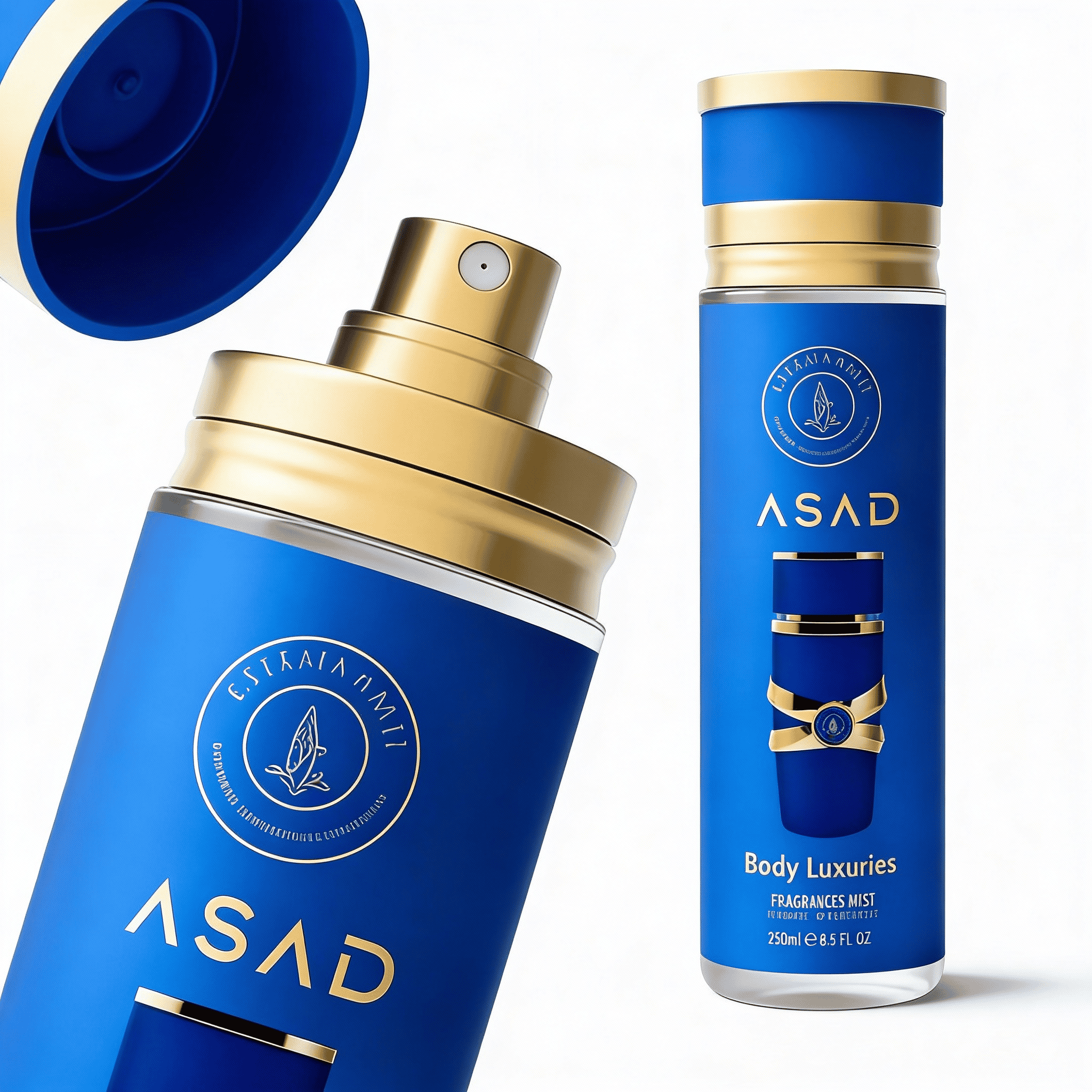 Spray Asad Light Blue De Corp, 250 ml 2 Etichetă alt: Spray de corp ASAD cu parfum de lux, parfum elegant, aromă revigorantă, 250ml.