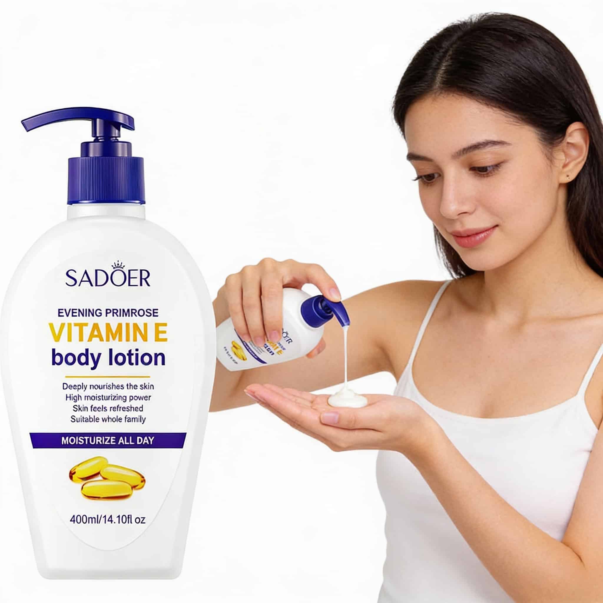 Body lotion with vitamin E, Sadoer, quantity 400 ml 4 00ec648efa5d854f7d329a17d21dffad