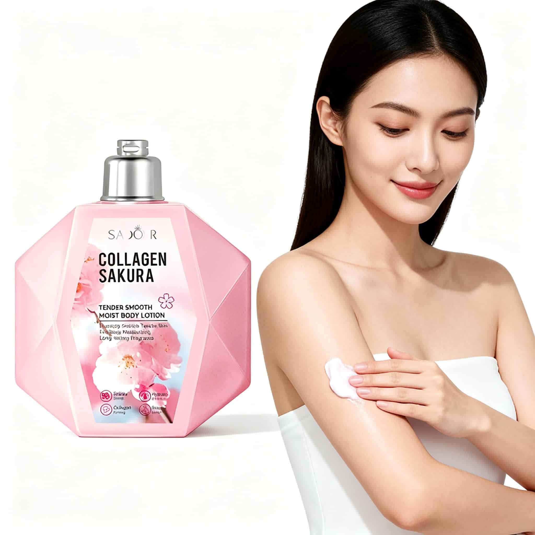 Loțiune corp cu colagen pentru fermitate și parfum de sakura, SADOER, 300 ml 3 934366521f72c75a8d9ff9af35e48951