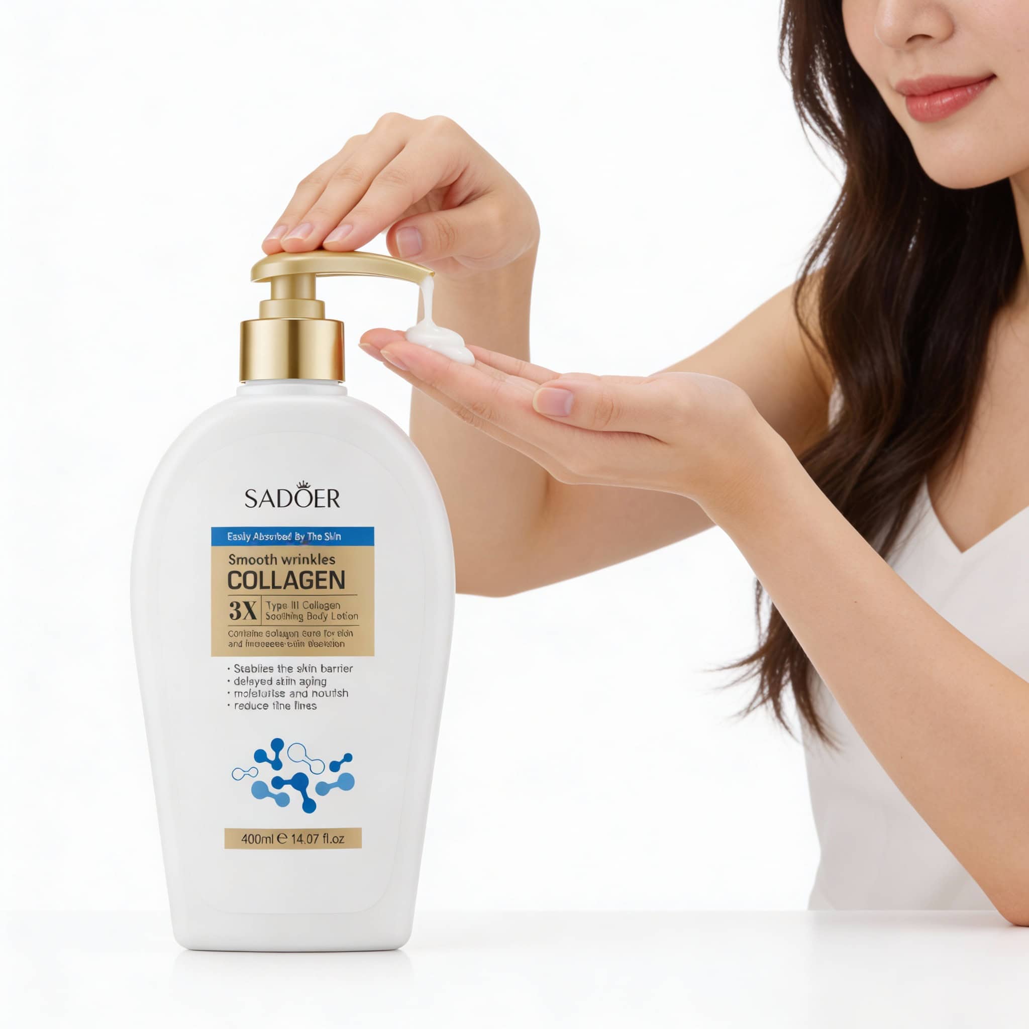 Collagen body lotion, Sadoer, quantity 400 ml 2 738621dea1cb6cec706320e75faa12eb
